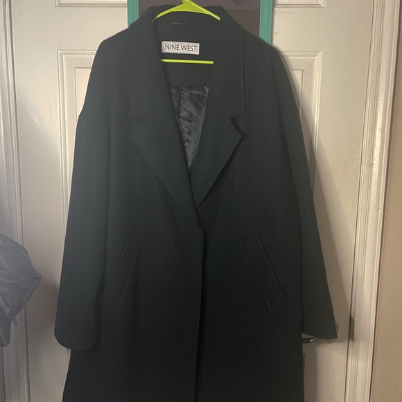 Nine West Women’s Forest Green Relaxed Wool-Blend XXL coat - Picture 4 of 4